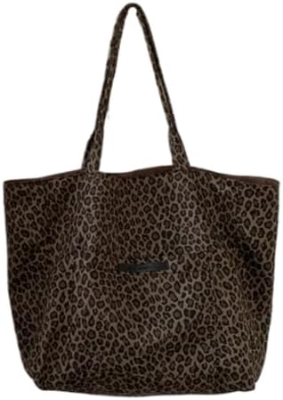 Amazon.com: IDEWO Corduroy Tote Bag Leopard Shoulder Bag Soft